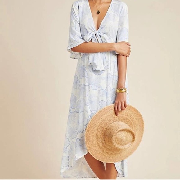 L*Space Kellen Dress in Hibiscus Tie Front Maxi Dress Floral Boho Size Large - Picture 3 of 8